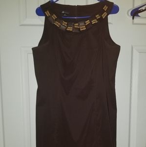 Embellished chocolate shift dress